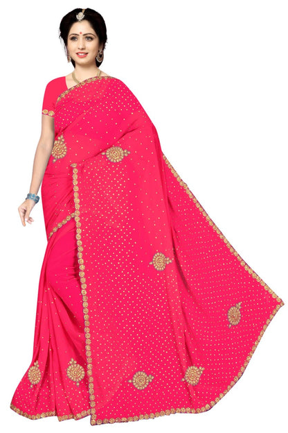 GEORGETTE RESHAM BUTA HAND WORK CUT SAREES