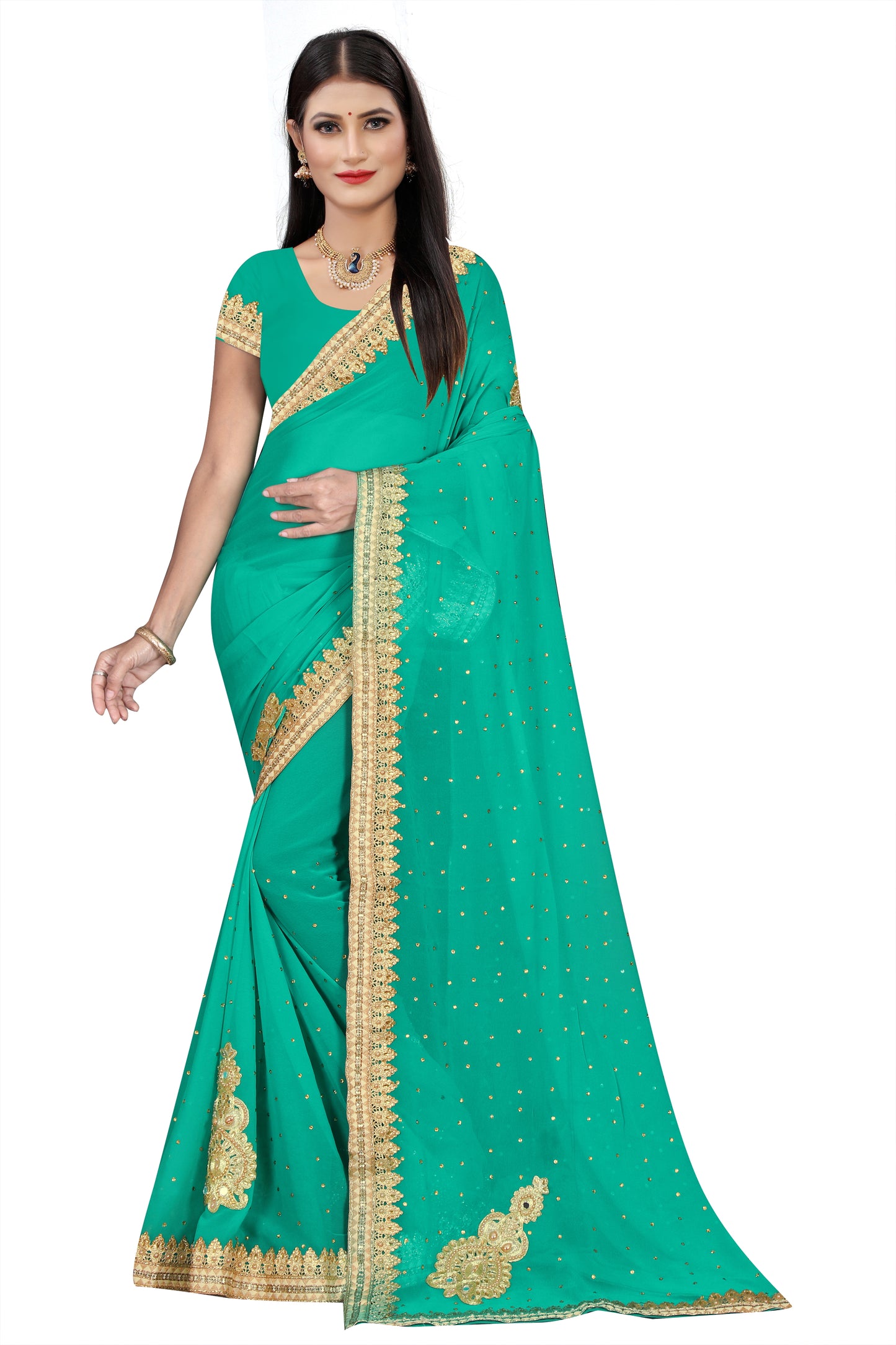 GEORGETTE BUTA ALL OVER STONE SAREES