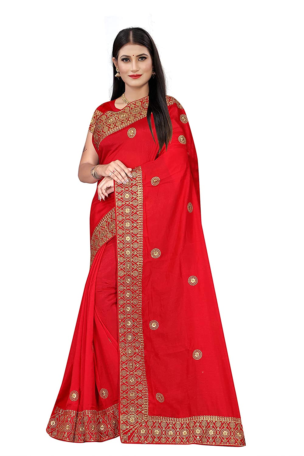 VICHITRA SILK,ZARI STONE BORDER,BUTI SAREES