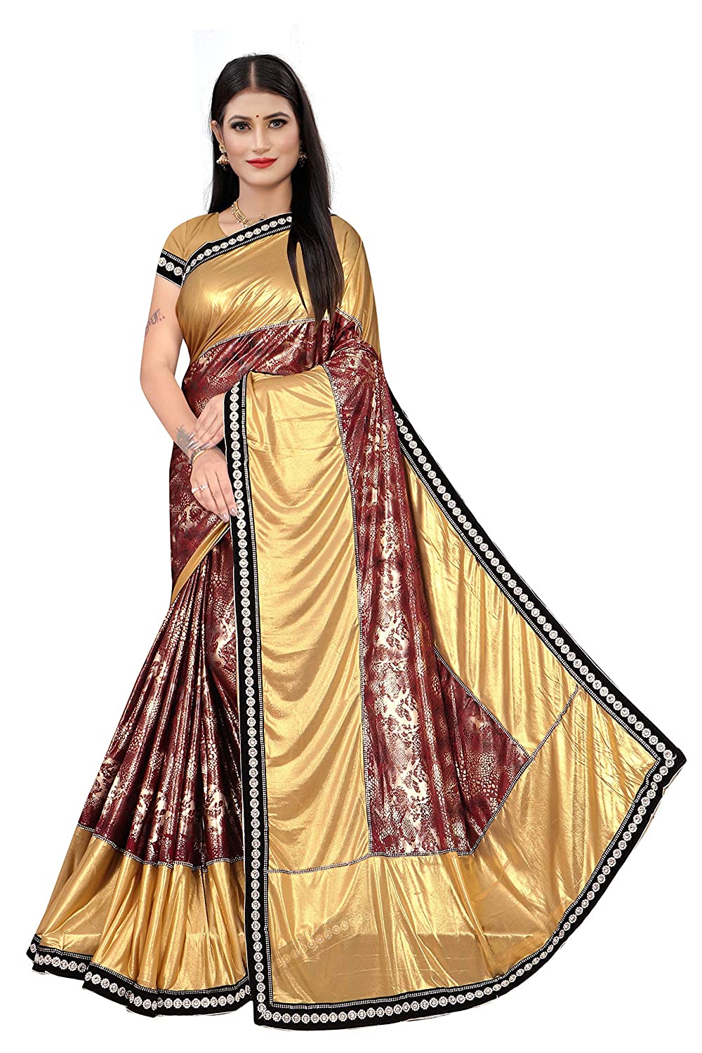 IMPORTED FANCY  PRINT VELVET BUTTON BORDER SAREES