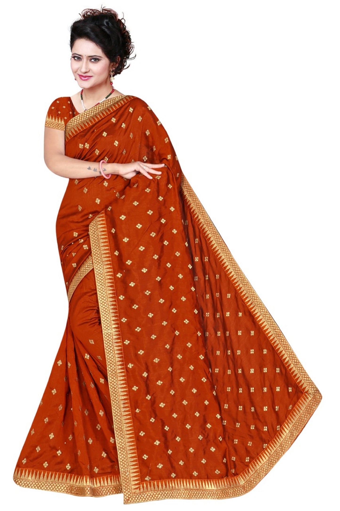 RESHAM ZARI BORDER ALL OVER BURFI SAREES