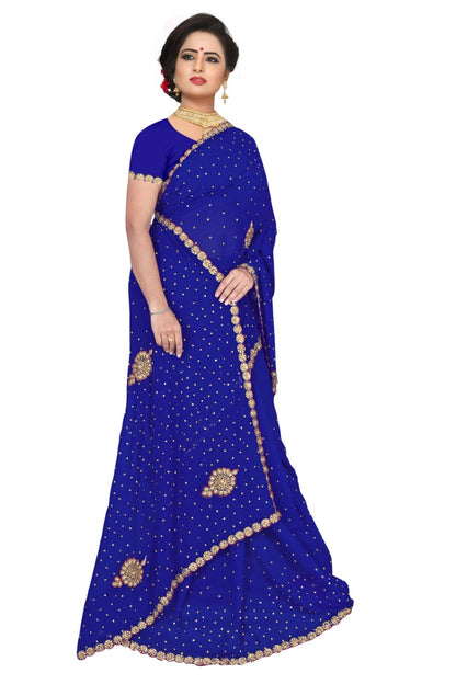 GEORGETTE RESHAM BUTA HAND WORK CUT SAREES