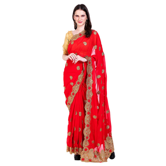 GEORGETTE HEAVY ZARI STONE WORK HEAVY SKRIT BUTI IN PALLU SAREES