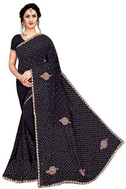 GEORGETTE RESHAM BUTA HAND WORK CUT SAREES