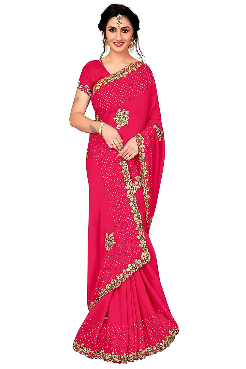 GEORGETTE BUTA HAND WORK CUT BORDER SAREES