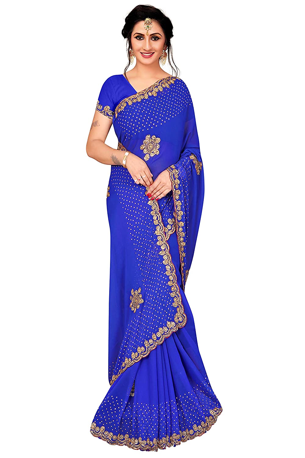 GEORGETTE BUTA HAND WORK CUT BORDER SAREES