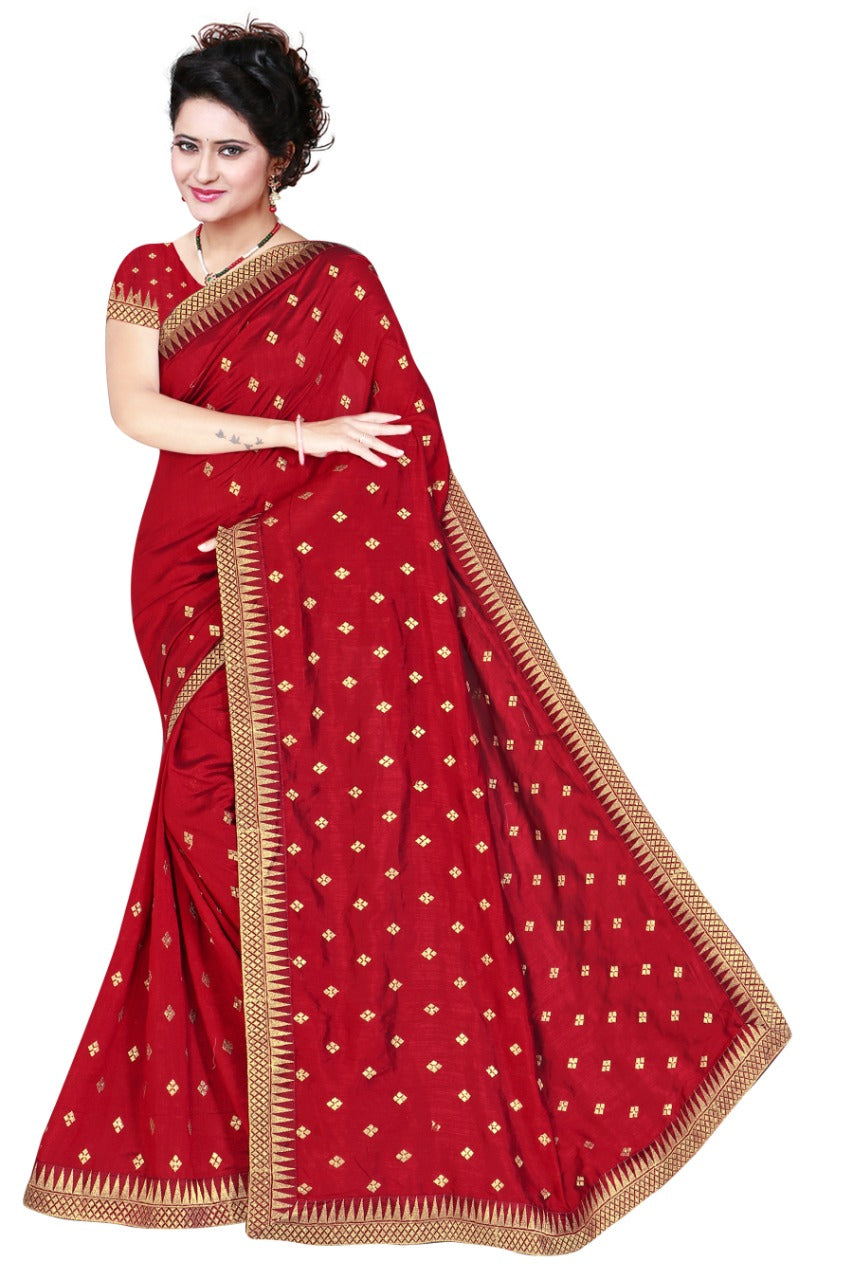 RESHAM ZARI BORDER ALL OVER BURFI SAREES