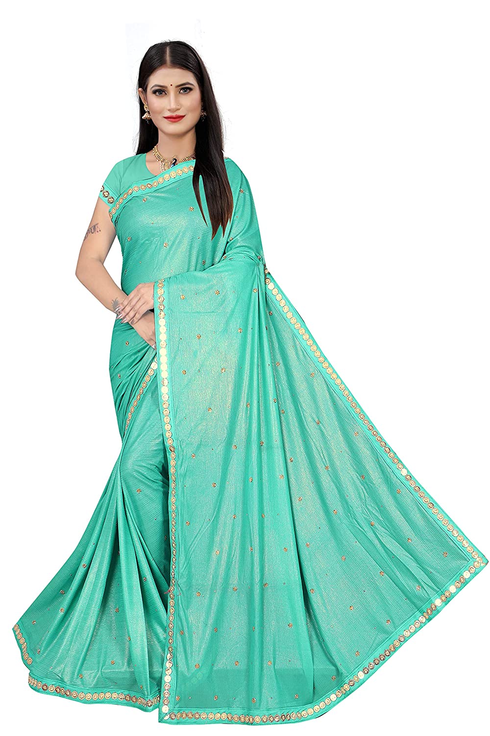 SUPER LINKING LYCRA ALL OVER STONE SAREES