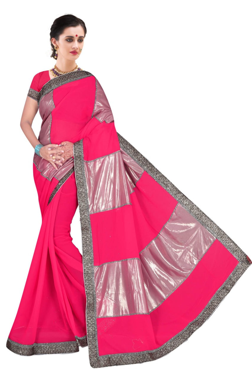 KHADA PANEL 3 PATTI PALLU READYADE FANCY LACE BORDER