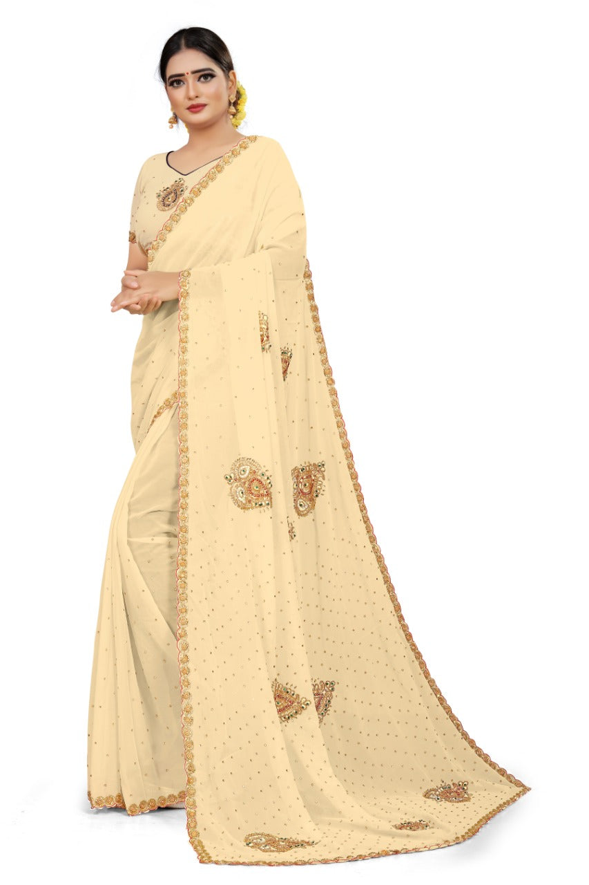 BAMBUU BUTA CUT WORK,STONE SAREES