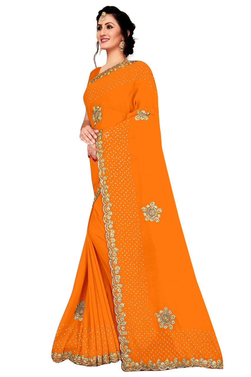 GEORGETTE BUTA HAND WORK CUT BORDER SAREES